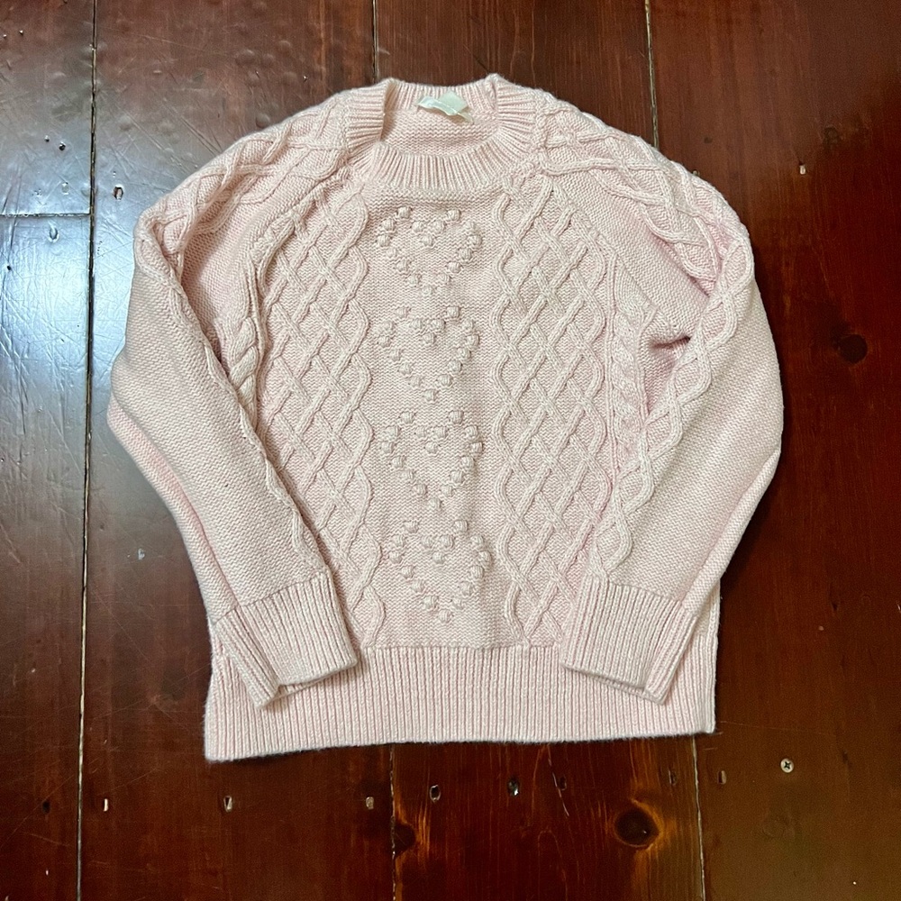 Girls Crew cuts Pink Cable Knit Sweater size 6/7